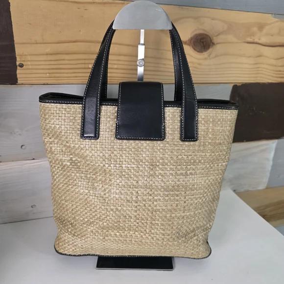 Coach Black and Tan Woven Tote Bag & Coach Scarf - Picture 5 of 15